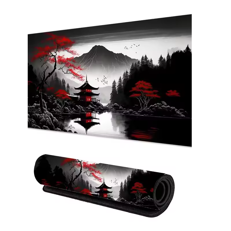 Red Sakura Scenery Mousepad