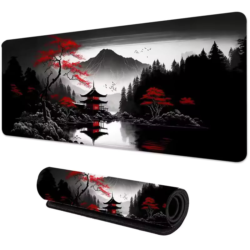 Red Sakura Scenery Mousepad